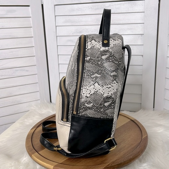 FOSSIL Felicity Backpack Python Snake Print Ivory Black Gray Mini Leather - Picture 4 of 16